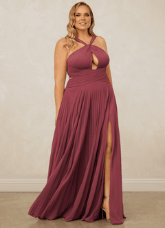 Christian Siriano Bridal for Azazie 1009 Bridesmaid Dresses Merlot A-Line Pleated Chiffon Dress image12