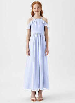 Azazie Chaya Junior Lavender A-Line Off the Shoulder Chiffon Dress image3