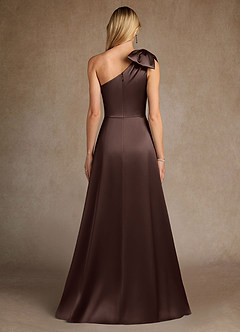 Azazie Easton Mother of the Bride Dresses Ganache A-Line One Shoulder Stretch Satin Dress image3