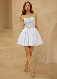sachin and babi light blue dress A-line V Neck Lace Short/Mini Homecoming Dress main image 1