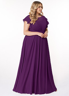 Azazie Daphne Modest Bridesmaid Dresses A-Line Ruffled Chiffon Floor-Length Dress image9