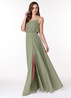 Azazie Lupe Bridesmaid Dresses Pistachio A-Line Scoop Blouson Chiffon Dress image3