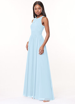 Azazie Harper Bridesmaid Dresses Sky Blue A-Line Pleated Chiffon Dress image3