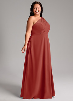 Azazie Phaedra Brautjungfernkleider A-Linie One-Shoulder Chiffon Kleid Terrakotta image11
