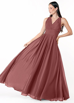 Azazie Glenna Final Sale A-Line Pleated Chiffon Floor-Length Dress image3