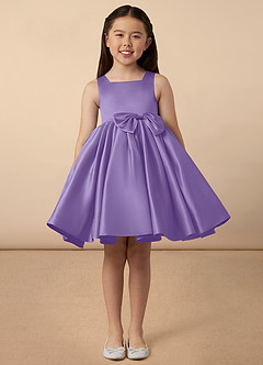 Azazie Bo Peep Flower Girl Dresses Tahiti A-Line Bow Matte Satin Dress image1