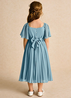 Azazie Gisele Abiti da Ragazza di Fiori Abito A-Line in Chiffon Plissettato Blu Lunatico image6