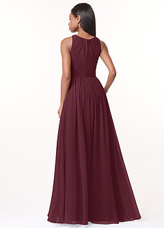 Azazie Harper Bridesmaid Dresses Cabernet A-Line Pleated Chiffon Dress image2
