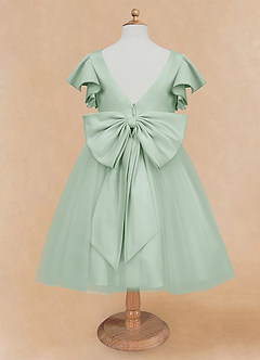 Azazie Kaeya Flower Girl Dresses Agave A-Line Bow Tulle Dress image6