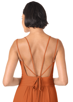 Azazie Farren Bridesmaid Dresses Cinnamon A-Line Pleated Chiffon Convertible Dress image8