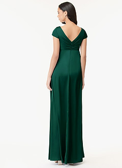Azazie Allessia Maternity Bridesmaid Dresses A-Line Pleated Stretch Satin Floor-Length Dress image2