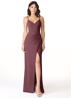 Azazie Leo Bridesmaid Dresses Sangria Mermaid V-Neck Pleated Chiffon Dress image1