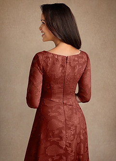 Azazie Durant vestidos de madre de la novia Vestido de Terracota de Devorado Floral de Corte en A con Plisado image5