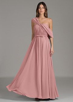 Azazie Nyah Bridesmaid Dresses Dusty Rose A-Line Off the Shoulder Chiffon Dress image3