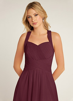 Azazie Claudia Bridesmaid Dresses Cabernet A-Line Sweetheart Neckline Chiffon Dress image5