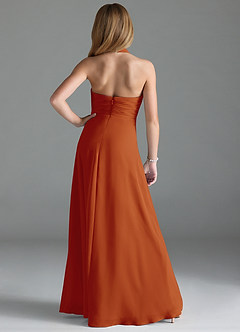 Azazie Tessie Junior A-Linie Plissee Chiffon Kleid Paprika image2