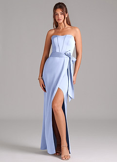 Azazie Jamie Bridesmaid Dresses Ice A-Line Strapless Stretch Satin Convertible Dress image1