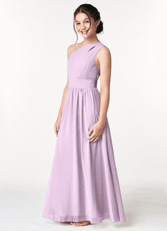 Azazie Molly Junior Amethyst A-Line Pleated Chiffon Dress image5