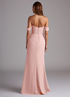 Azazie Saige Bridesmaid Dresses Powder Pink A-Line Off the Shoulder Chiffon Convertible Dress image7