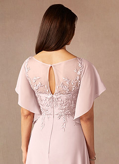 Azazie Faviola Final Sale Blushing Pink A-Line Boatneck sequins Chiffon Dress image7