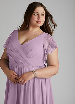 Azazie Zella Bridesmaid Dresses Wisteria A-Line Lace Chiffon Dress image12
