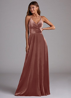 Azazie Davis Bridesmaid Dresses Rustic Rose A-Line Velvet Dress image4