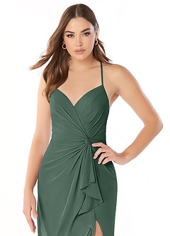 Azazie Aribella Bridesmaid Dresses Sea Moss Sheath Ruched Chiffon Dress image5