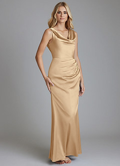 Azazie Tallie Suknie dla druhen Syrena Pofałdowany Satyna elastyczna Do ziemi Sukienka image7