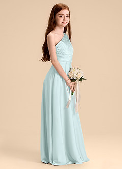 Azazie Charlize Junior Robe Trapèze en Satin extensible Plissée Verre De Mer image5