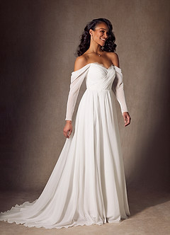 Azazie Lilith Wedding Dresses Diamond White A-Line Sweetheart lace Chiffon Dress image1