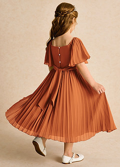 Azazie Gisele Flower Girl Dresses Cinnamon A-Line Pleated Chiffon Dress image3
