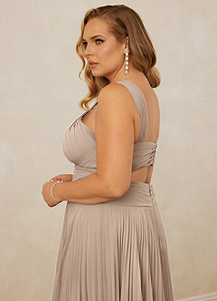 Christian Siriano Bridal for Azazie 1009 Final Sale Taupe A-Line Pleated Chiffon Dress image10