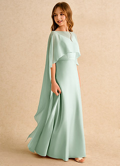 Azazie Fishie Girls Formal Abiti da Ragazza di Fiori Abito A-Line in Raso Opaco Agave image6