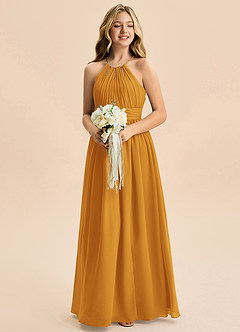 Azazie Noelle Junior Butterscotch A-Line Pleated Chiffon Dress image5