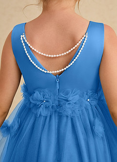 Azazie Lux Flower Girl Dresses Blue Jay A-Line Beaded Tulle Dress image6