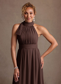 Azazie Antoinette Kleider für die Brautmutter A-Linie Plissee Chiffon Kleid Ganache image5