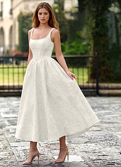 Sephone Cream Beading Rhinestone Jacquard Maxi Dress image3