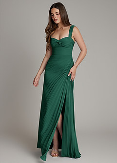 Azazie Amberly Bridesmaid Dresses Emerald Sheath Sweetheart Neckline Chiffon Dress image4
