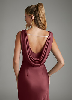 Azazie Elena Bridesmaid Dresses Merlot Mermaid Pleated Stretch Satin Dress image6