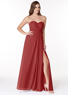 Azazie Arabella Allure Bridesmaid Dresses Rust A-Line Sweetheart Neckline Chiffon Convertible Dress image5