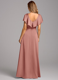 Azazie Lainey Bridesmaid Dresses Rosette A-Line with Pockets Stretch Satin Dress image2