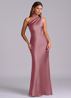 Azazie Seona Bridesmaid Dresses Vintage Mauve Mermaid One Shoulder Stretch Satin Dress image7