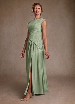Azazie Kalleen Mother of the Bride Dresses Dusty Sage A-Line Pleated Chiffon Dress image4