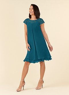 Azazie Tess Mother of the Bride Dresses Ink Blue Empire Sequins Chiffon Dress image5