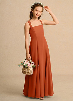 Azazie Tater Girls Formal Flower Girl Dresses Burnt Orange A-Line Pleated Chiffon Dress image3