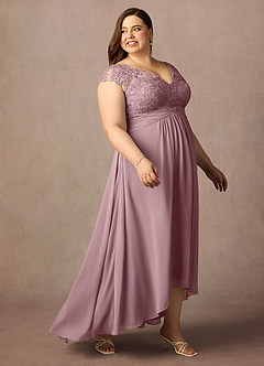 Azazie Irmeli Mother of the Bride Dresses Dusty Rose A-Line Lace Chiffon Dress image10