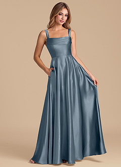 Azazie Shaude Bridesmaid Dresses Twilight A-Line Pleated Metallic Satin Dress image3