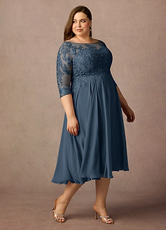 Azazie Marge Brudens mor kjoler A-Line Scoop Blonde Chiffon Te-længde Kjole image10