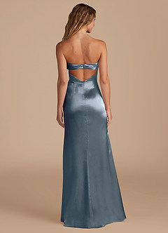 Azazie Leonis Bridesmaid Dresses Twilight Mermaid Pleated Metallic Satin Convertible Dress image6