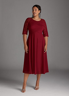 Azazie Gracelyn vestidos de madre de la novia Vestido de Borgoña de Encaje de Corte En A image10